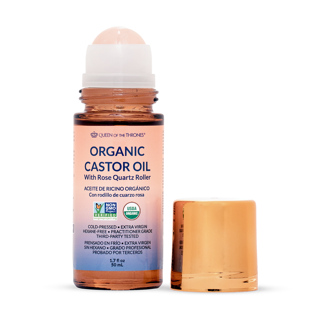 Organic Golden Castor Oil Roll-On with Rose Quartz Roller | 1.7 fl oz