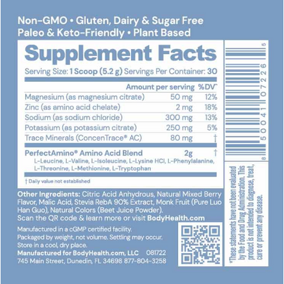 PerfectAmino® Electrolytes - Mixed Berry - 30 Servings