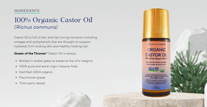 Organic Golden Castor Oil Roll-On with Rose Quartz Roller | 1.7 fl oz